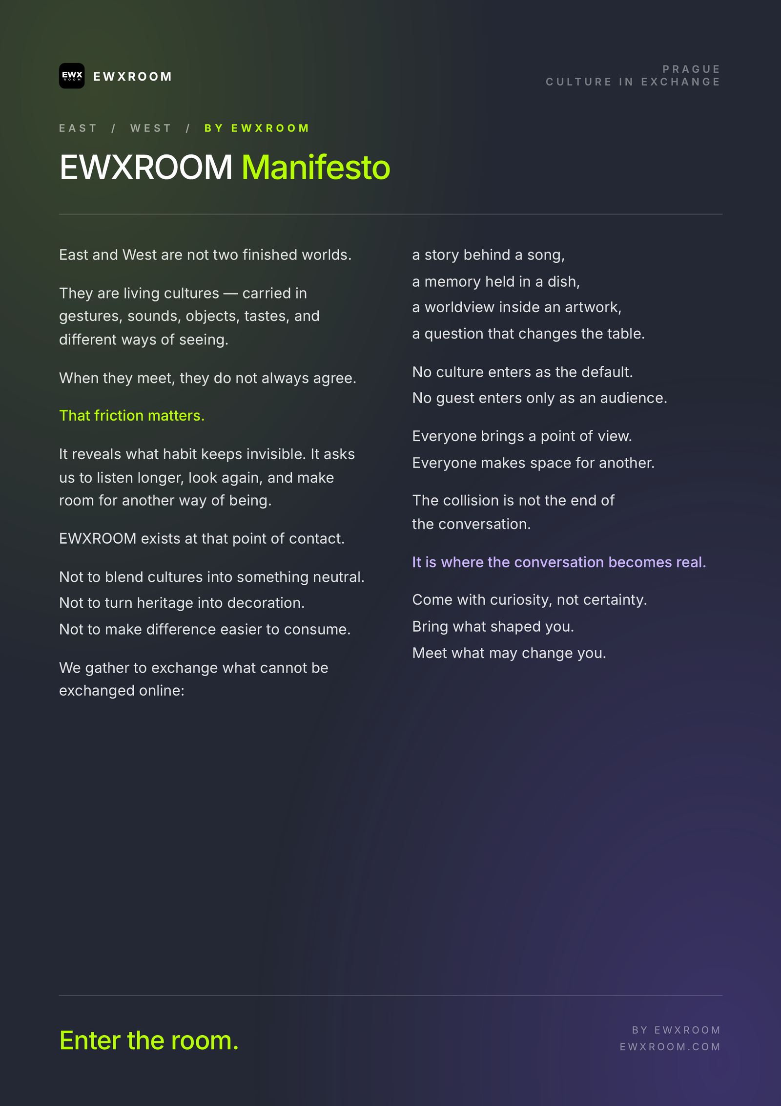 EWXROOM manifesto